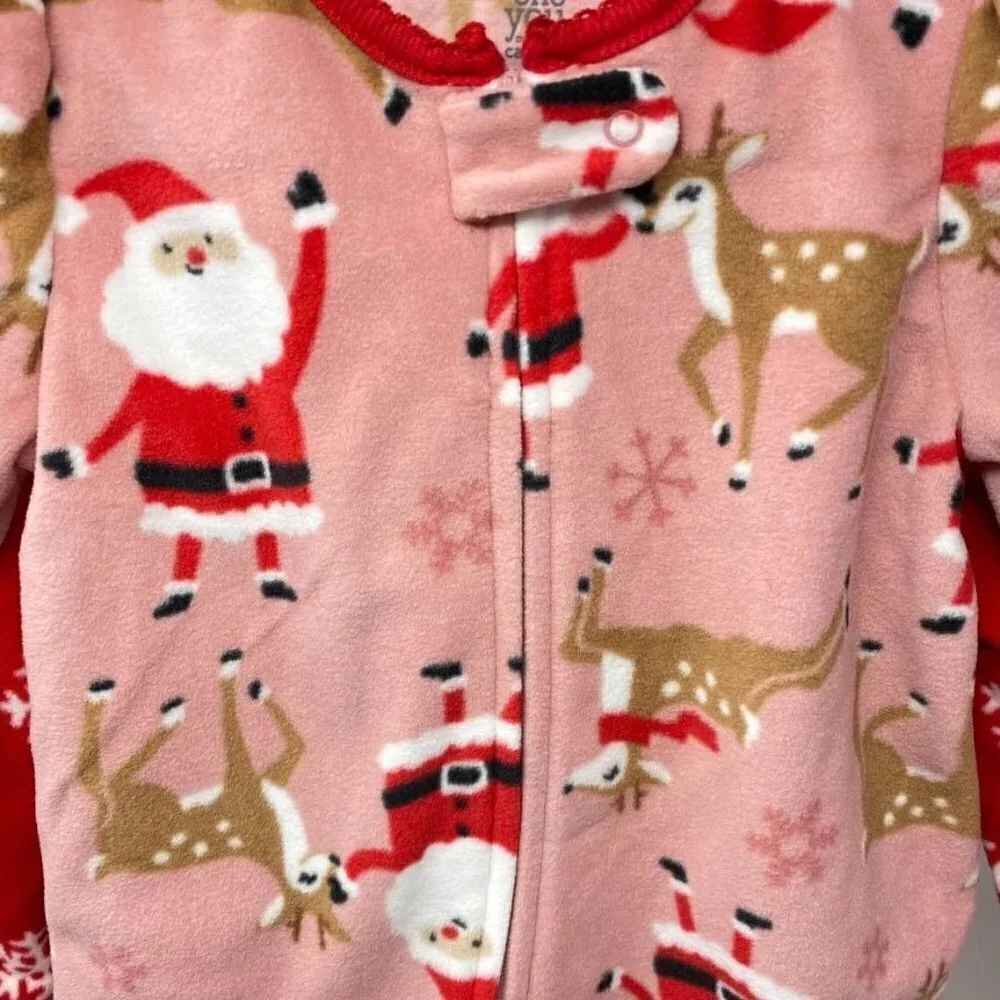 Carter's Just One You® Toddler Santa Reindeer Fleece Footed Pajamas Pink 12M